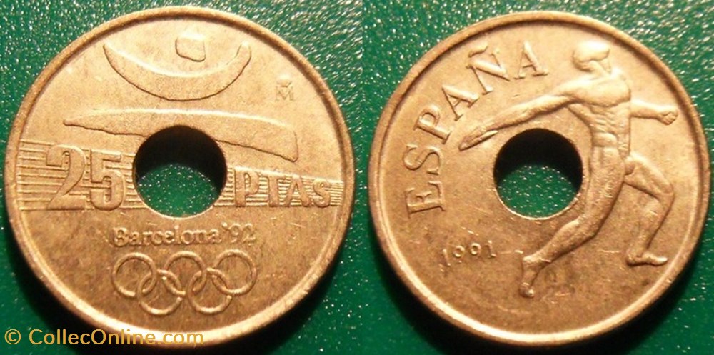 25 Pesetas 1991 Lancer du Disque série jeux Olympiques Barcelone 1992 monnaie monde espagne 25 pesetas 1991 lancer du disque serie jeux olympiques barcelone 1992