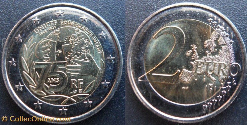 2 Euros 2021 Unicef monnaies monde france 2 euros 2021 unicef