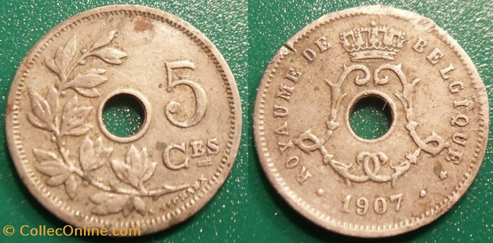monnaie monde belgique 5 centimes 1907 belgique