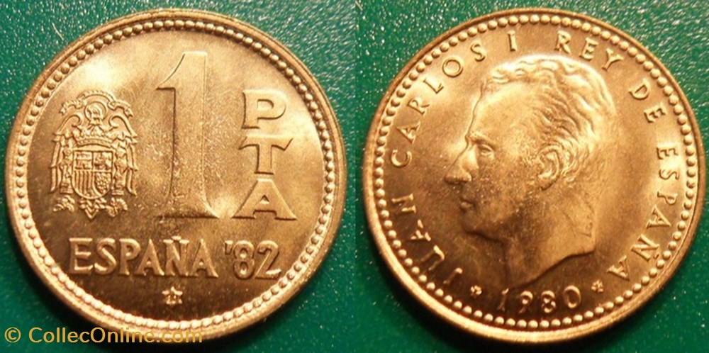 España 82 - 1 Peseta 1980 Coupe du monde de football de 1982 en Espagne monnaie espana 82 1 peseta 1980 coupe du monde de football de 1982 en espagne