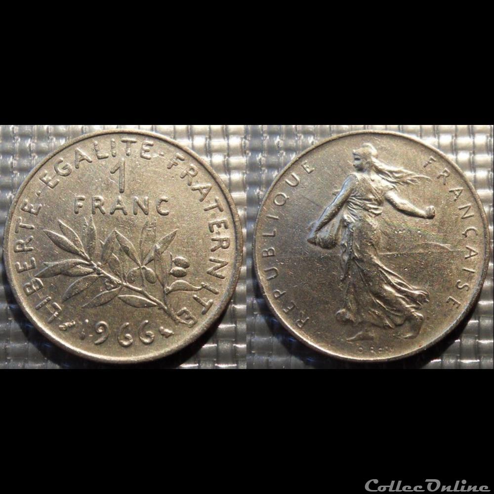 Hg 1 franc semeuse 1966 24mm 6g monnaie france moderne hg 1 franc semeuse 1966 24mm 6g