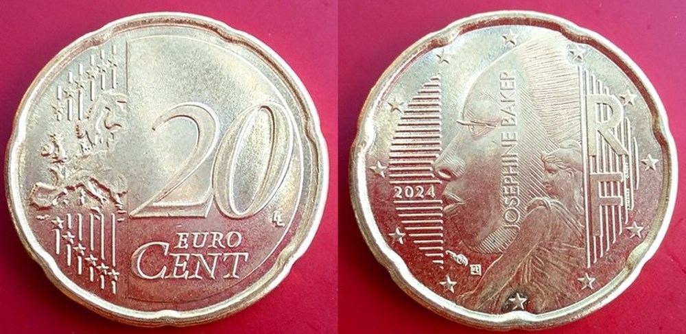 20 Centimes Euros 2024 Joséphine Baker monnaies monde france 20 centimes euros 2024 josephine baker