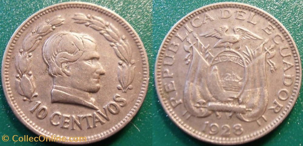 10 Centavos 1928 monnaie monde equateur 10 centavos 1928