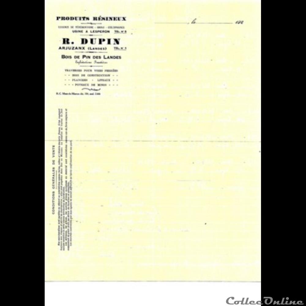 Vieux papiers: Arjuzanx R Dupin Relevé des Résines 192. autre vieux papiers arjuzanx r dupin releve des resines 192
