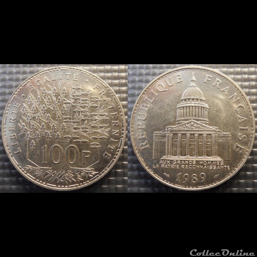 Ob 100 francs Panthéon 1989 31mm 15g monnaie france moderne ob 100 francs pantheon 1989 31mm 15g