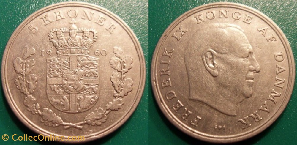 5 Kroner 1960 monnaie monde danemark 5 kroner 1960