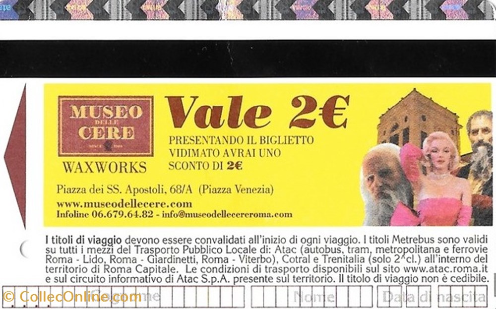 Italie Rome Museo delle Cere documents anciens tickets entree italie rome museo delle cere