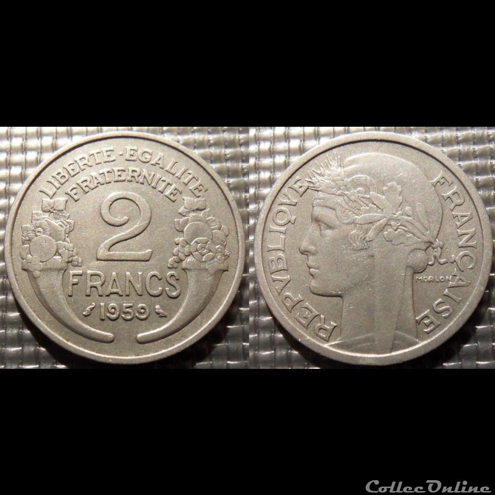 Jf 2 francs Morlon 1959 27mm 2.2g monnaie france moderne jf 2 francs morlon 1959 27mm 2 2g