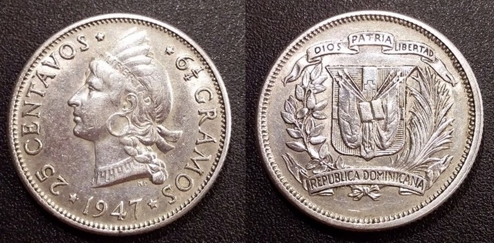 monnaies republique dominicaine 25 centavos 1947