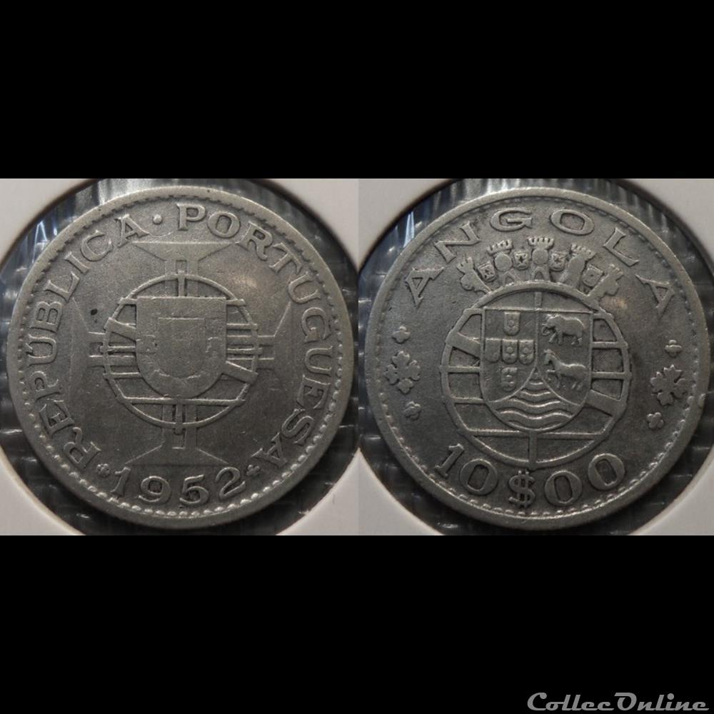 Angola 10 Escudos 1952 monnaie antique gauloise angola 10 escudos 1952