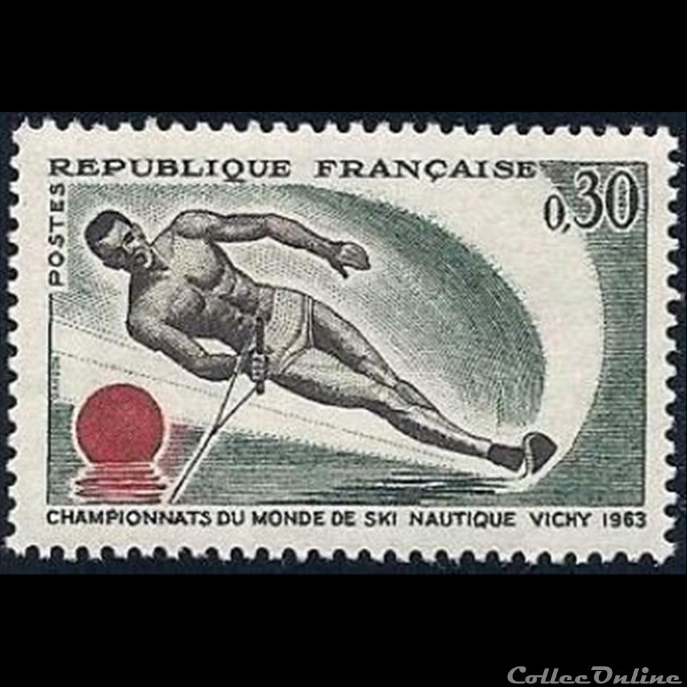 1963 Championnats du monde de ski nautique à Vichy timbre france assignat 1963 championnats du monde de ski nautique a vichy