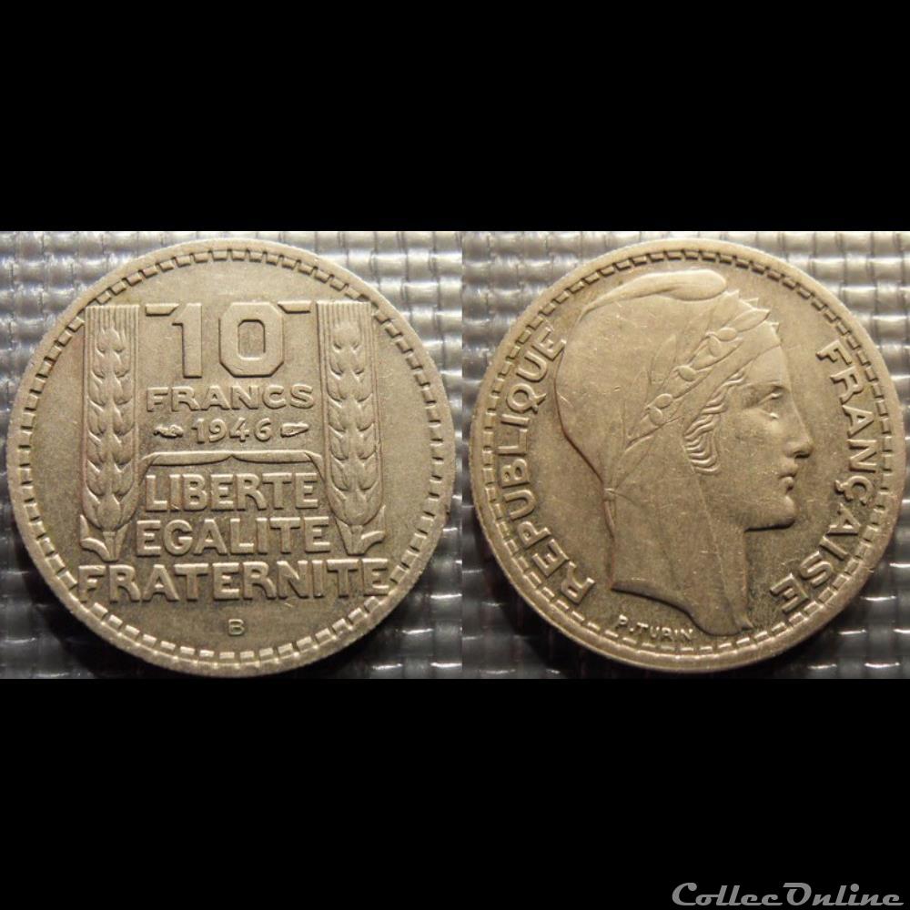 Lc 10 francs Turin grosse tête rameaux courts 1946 B 26mm 7g monnaie france moderne lc 10 francs turin grosse tete rameaux courts 1946 b 26mm 7g