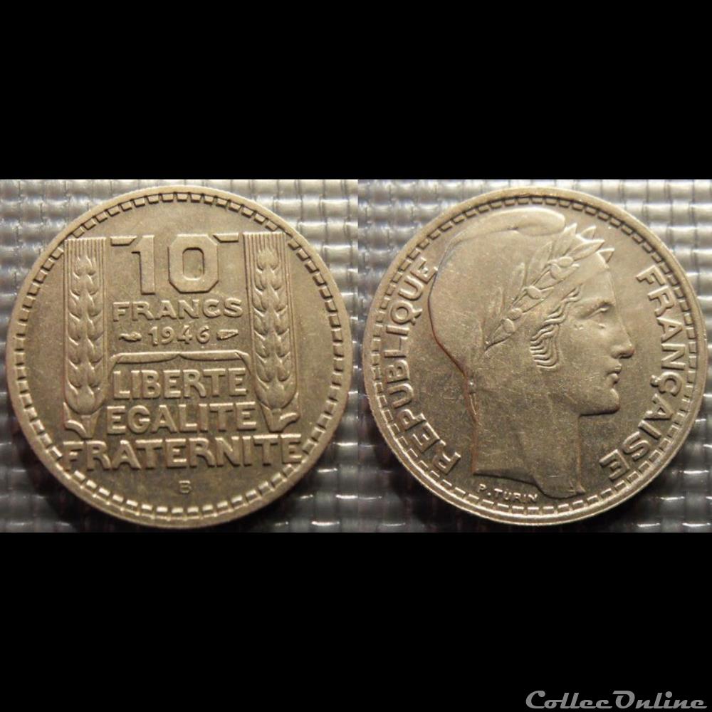 Lb 10 francs Turin grosse tête rameaux longs 1946 B 26mm 7g monnaie france moderne lb 10 francs turin grosse tete rameaux longs 1946 b 26mm 7g