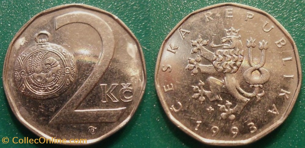 2 Korun 1993 monnaie monde republique tcheque 2 korun 1993