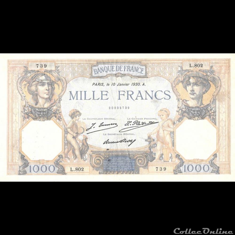 billet france banque de xxe 1000 francs ceres mercure