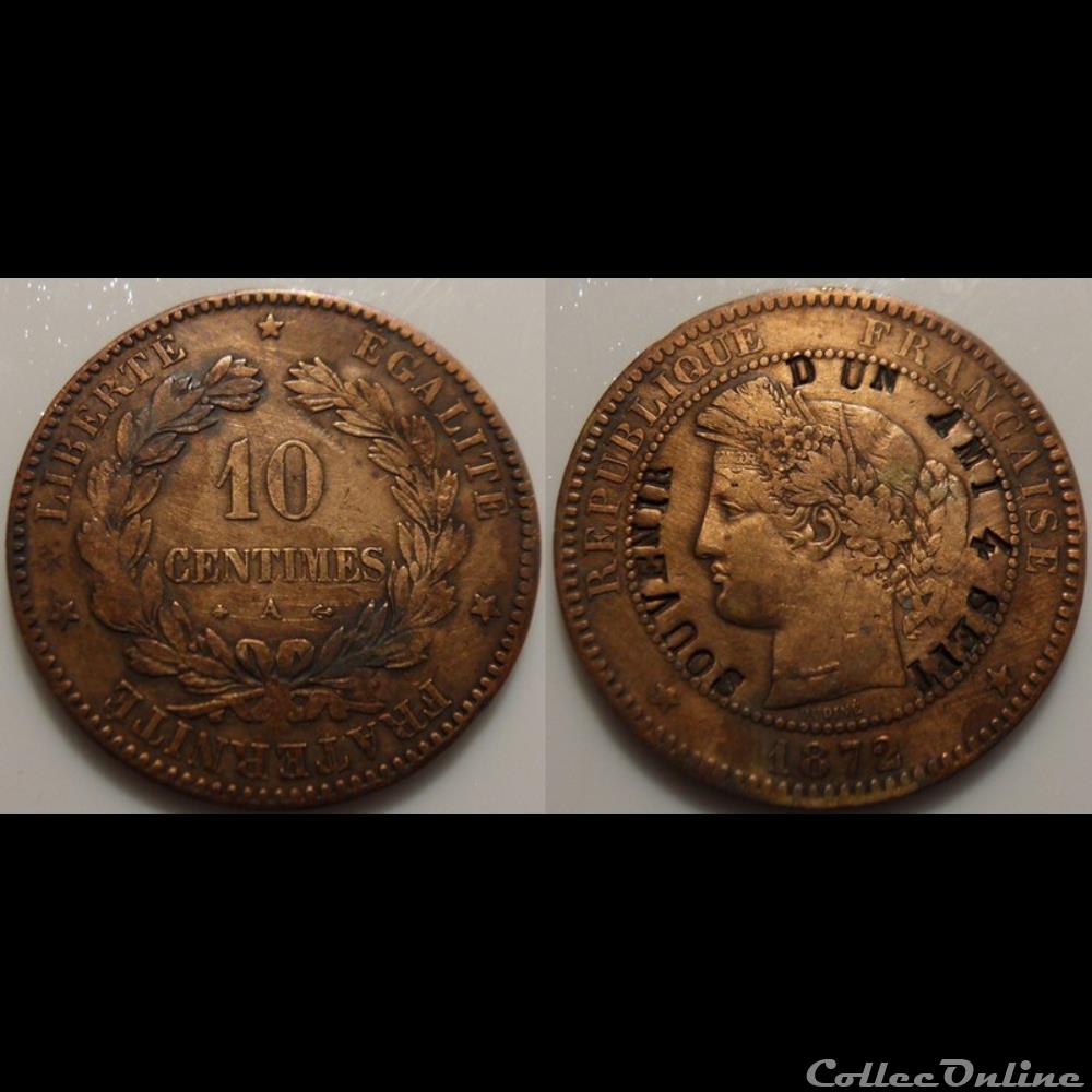 autre france assignat monnaie 10 centimes ceres 1872 contremarquee