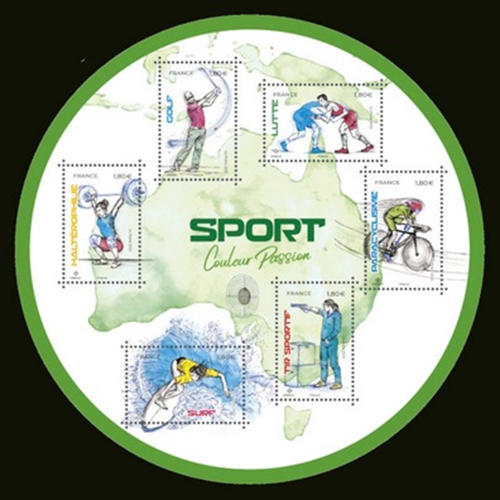 2023 Bloc 6 timbres - Sports couleur Passion europe france 2023 bloc 6 timbres sports couleur passion