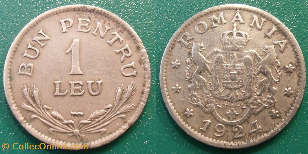 1 Leu 1924 monnaie monde roumanie 1 leu 1924