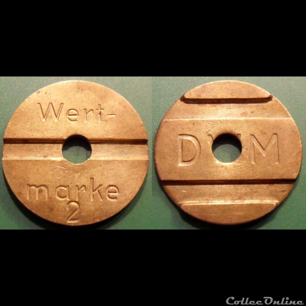 e- J etr Allemagne DWM Wert marke 2 monnaie jeton mereaux e j etr allemagne dwm wert marke 2