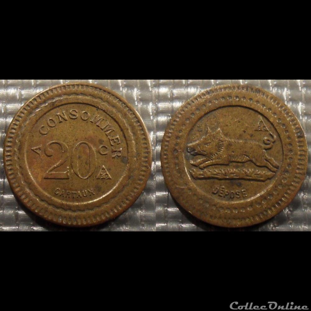 monnaie mereaux f jeton a consommer 20 c sanglier