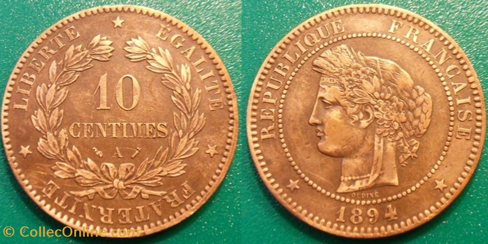 monnaies france modernes j troisieme republique 10 centimes ceres 1894 a