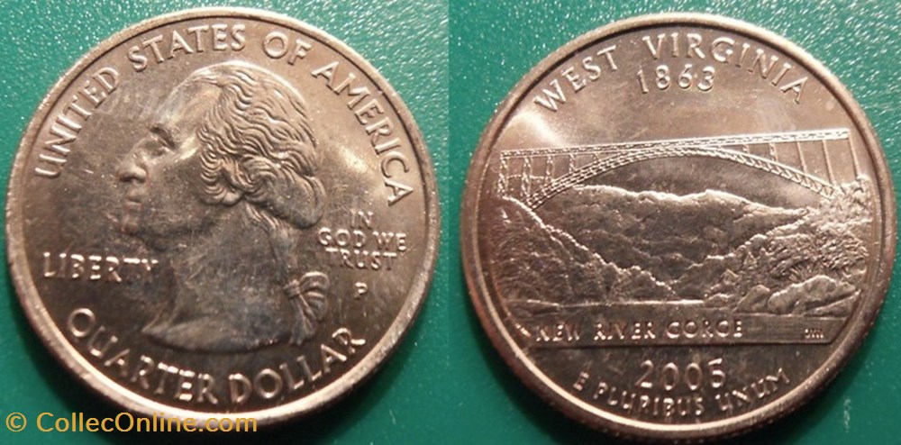 1/4 dollar 2005 P West Virginia monnaie monde etat uni 1 4 dollar 2005 p west virginia
