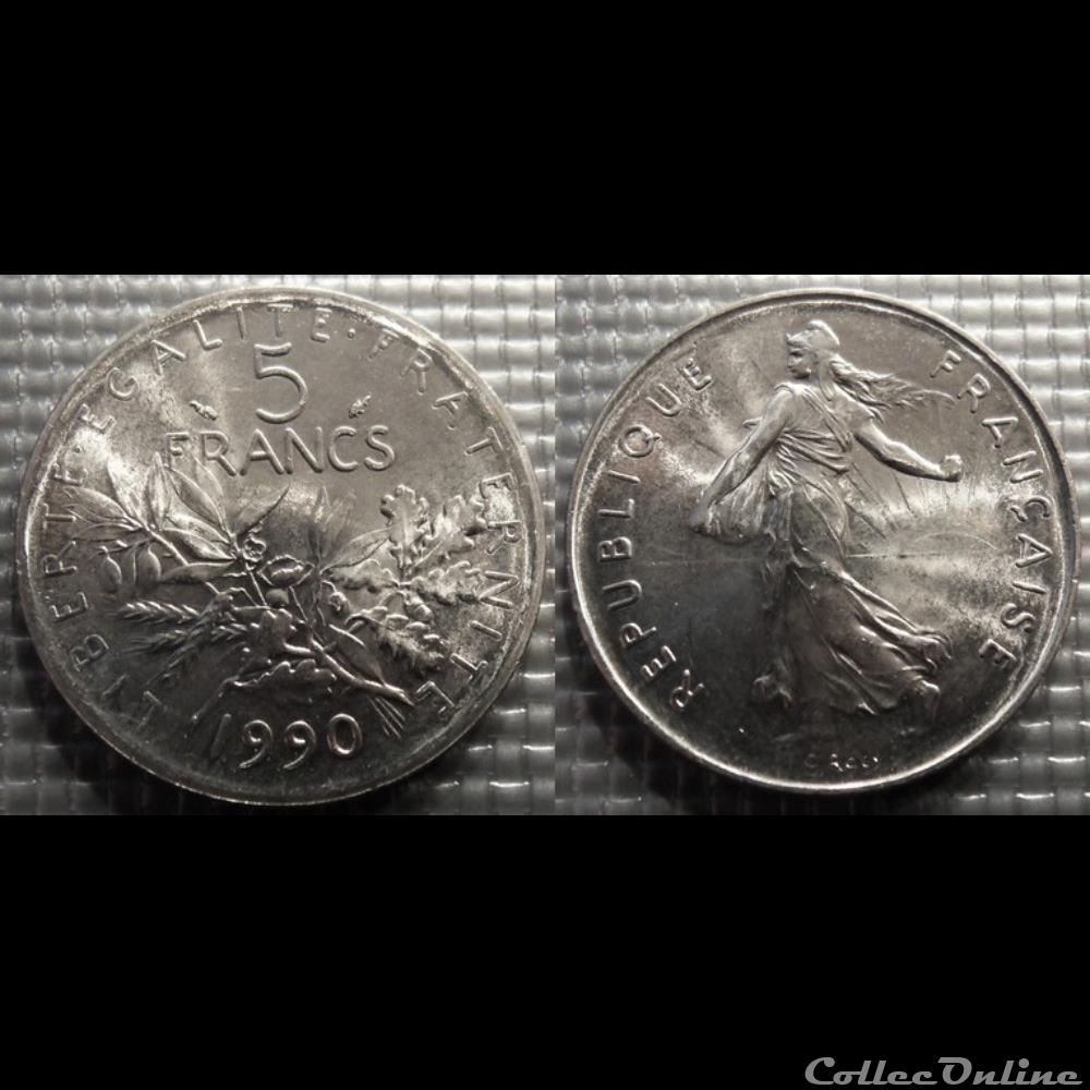 Kg 5 francs Semeuse 1990 29mm 10g monnaie france moderne kg 5 francs semeuse 1990 29mm 10g