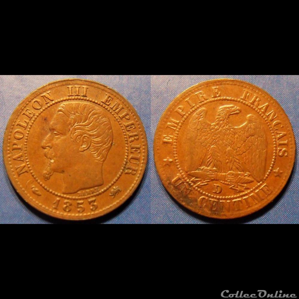 N-Napoleon III Empereur Un centime non lauré 1853 D Lyon monnaies france modernes n napoleon iii empereur un centime non laure 1853 d lyon