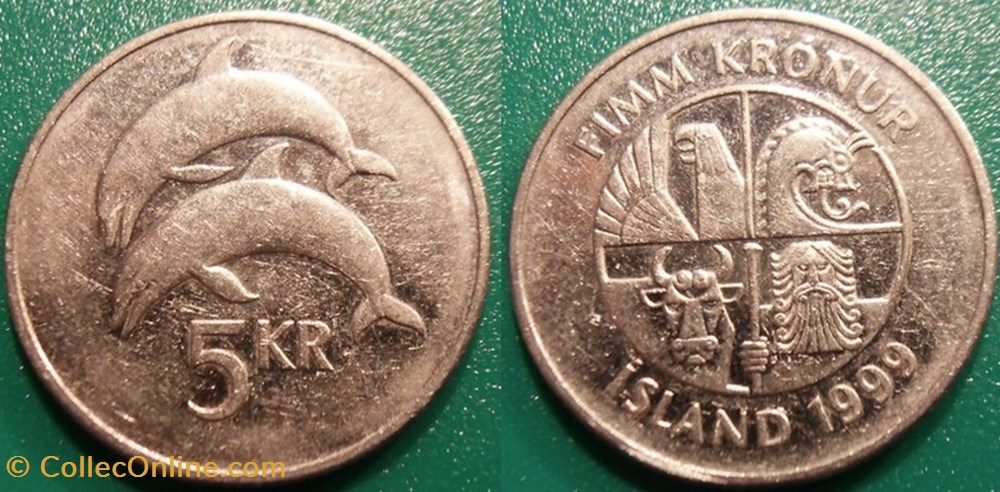 5 Kronur 1999 monnaie monde islande 5 kronur 1999
