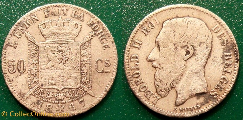 Belgique 50 Centimes 1867 Des Belges monnaie monde belgique 50 centimes 1867 des belges