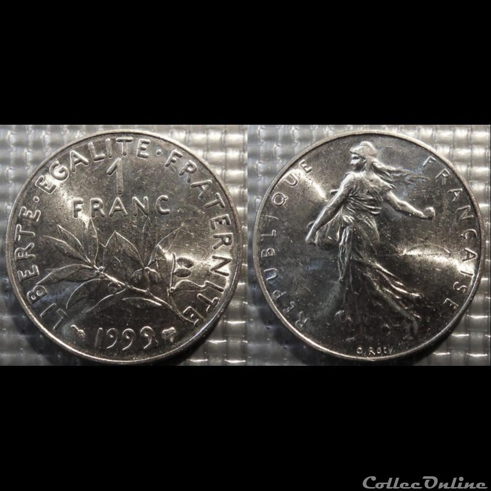 Hg 1 franc semeuse 1999 24mm 6g monnaie france moderne hg 1 franc semeuse 1999 24mm 6g