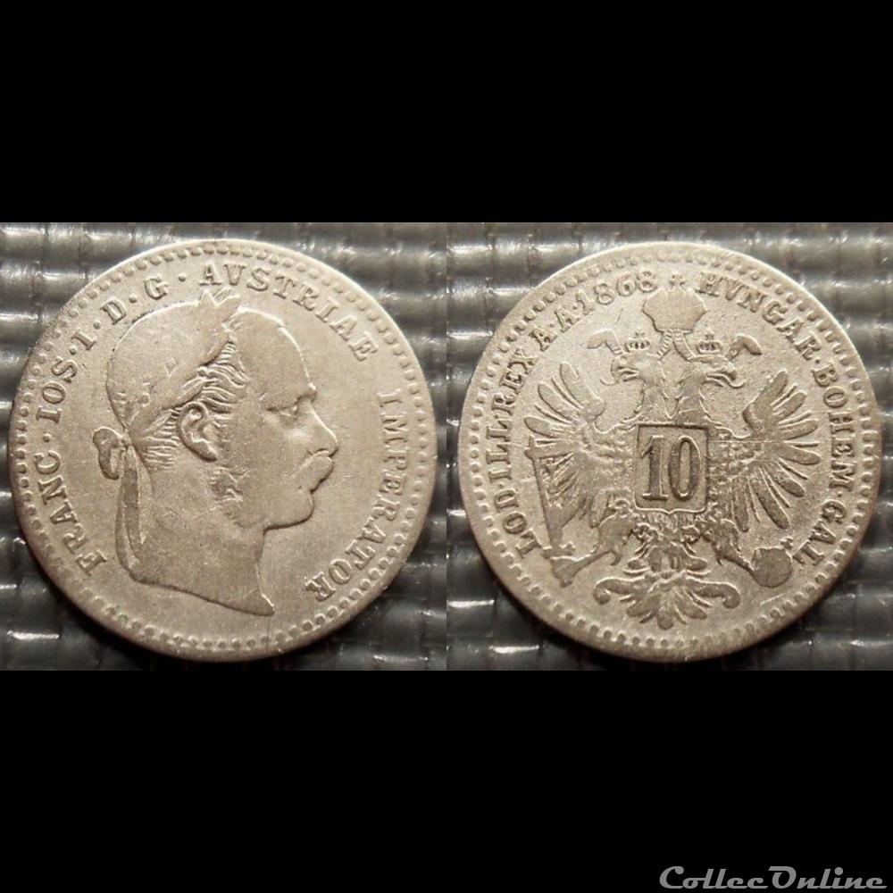 Autriche 10 Kreuser 1868 monnaie monde moderne autriche 10 kreuser 1868