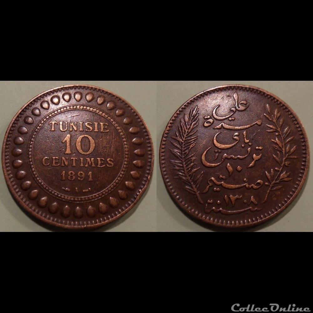 Tunisie 10 Centimes 1891A monnaie france colony tunisie 10 centimes 1891a