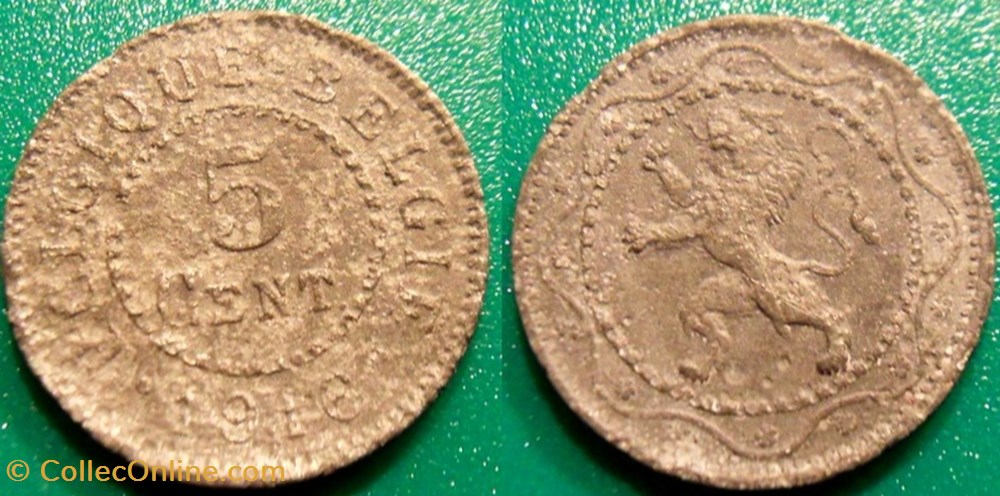 monnaie monde belgique 5 centimes 1916 belgique belgie occupation allemande