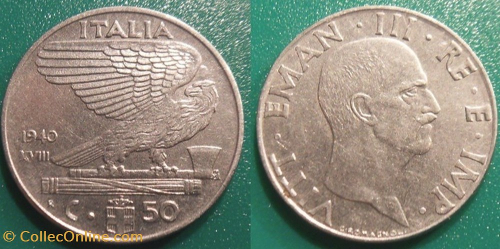 monnaie monde italie 50 centesimi 1940 magnetique