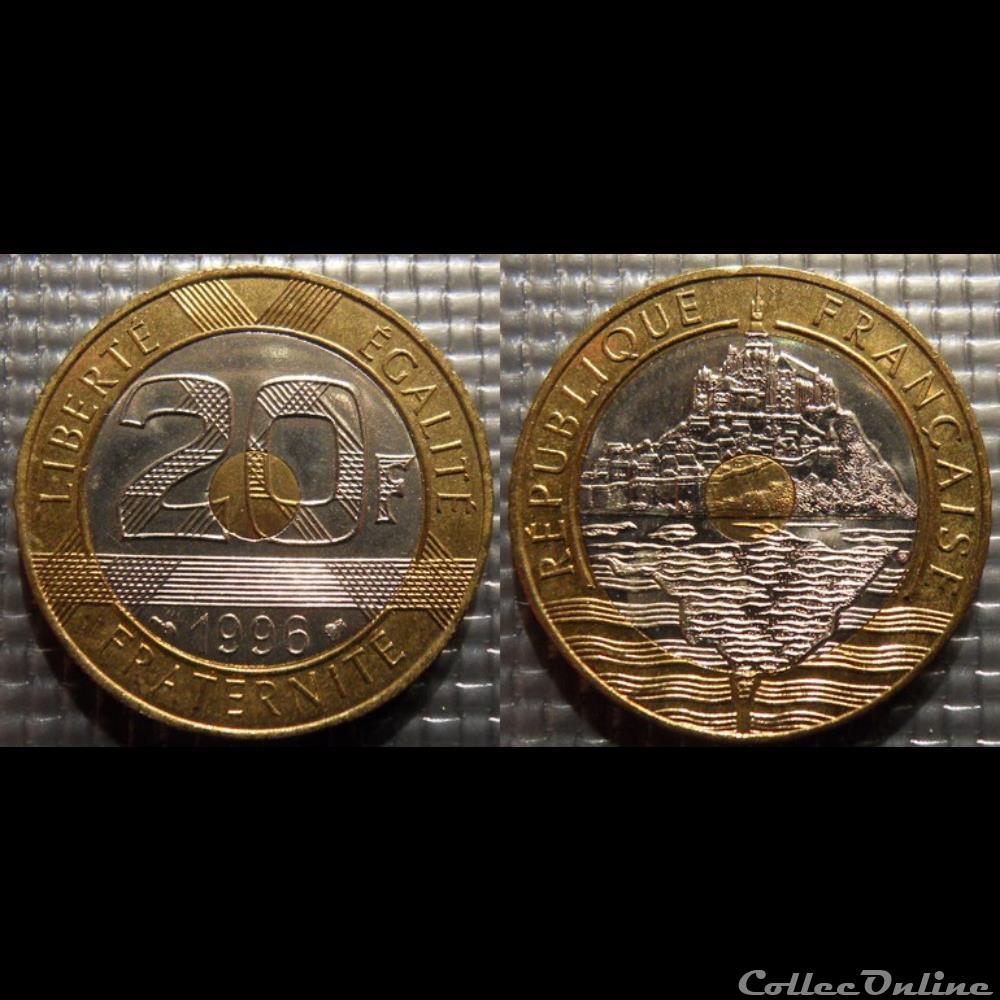 monnaie france moderne md 20 francs mont saint michel 1996 27mm 9g