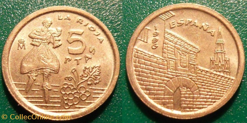 5 Pesetas 1996 La Rioja monnaie monde espagne 5 pesetas 1996 la rioja