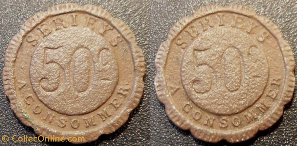 monnaies paranumismatique jetons poids f jeton a consommer 50 c a consommer serieys