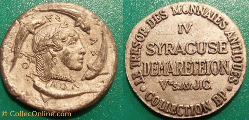 s- jeton BP Le trésor des monnaies antiques n°4 Syracuse Demareteion paranumismatique jetons poids s jeton bp le tresor des monnaies antiques n 4 syracuse demareteion
