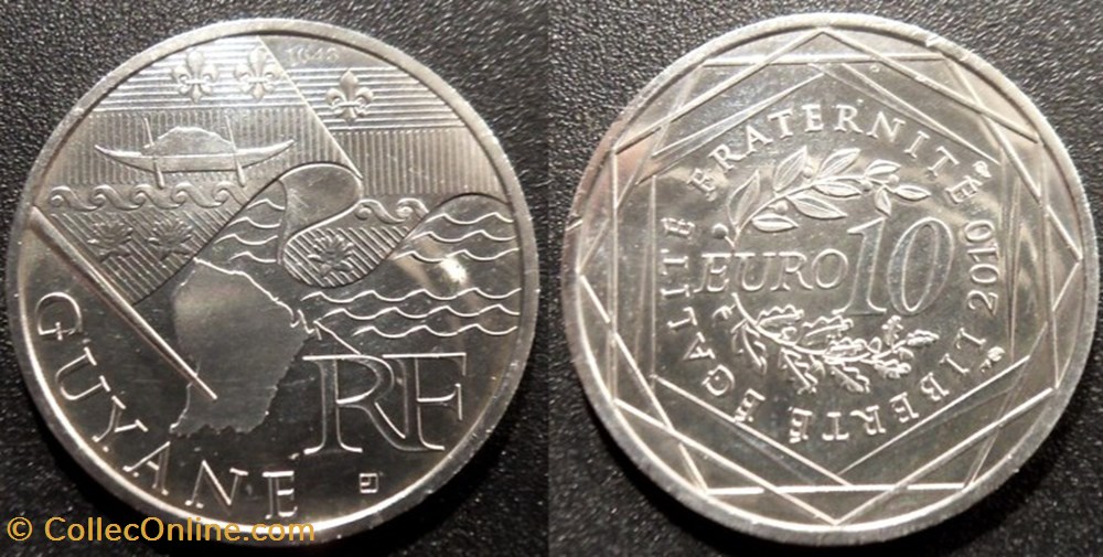 monnaies monde france 10 euros des regions 2010 1er type guyane