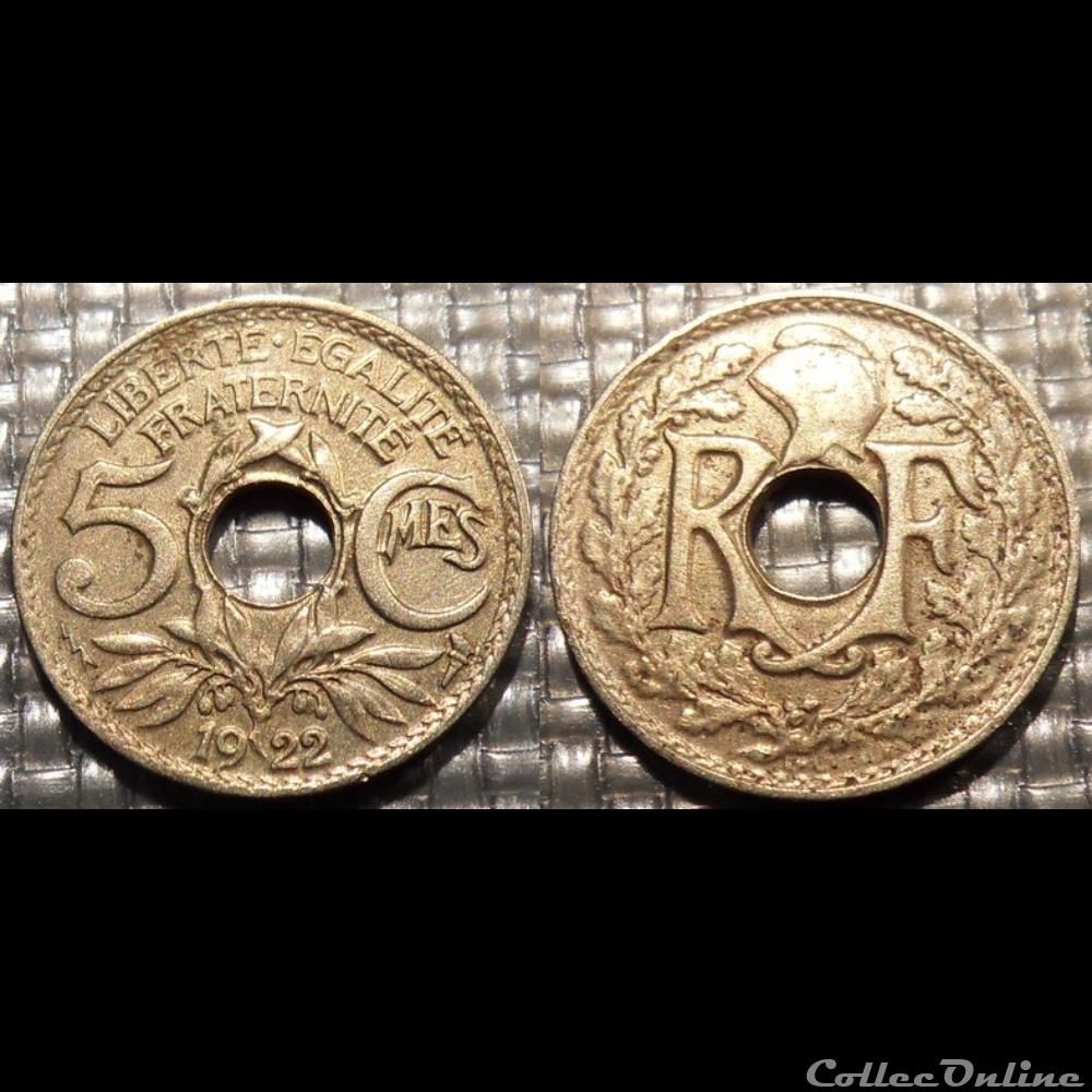 Cc 5 centimes EM Lindauer 1922 17mm 2g monnaie france moderne cc 5 centimes em lindauer 1922 17mm 2g