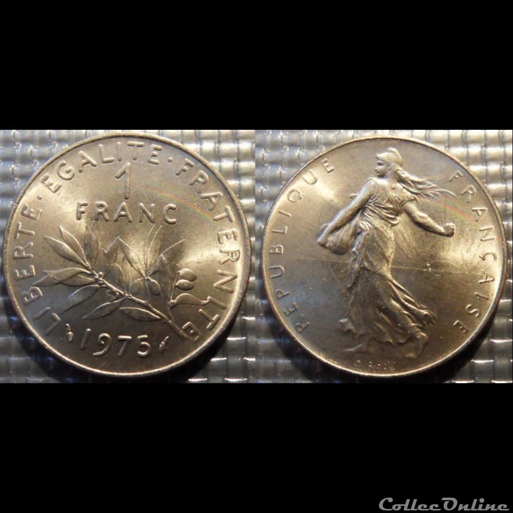 Hg 1 franc semeuse 1975 24mm 6g monnaie france moderne hg 1 franc semeuse 1975 24mm 6g