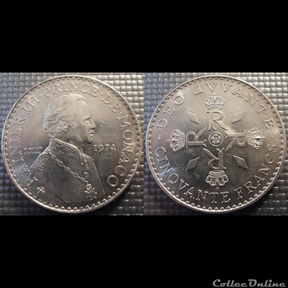 Monaco 50 francs 1974 Rainier III monnaie france colony monaco 50 francs 1974 rainier iii