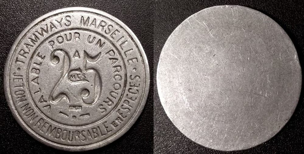 p- MN Marseille 25 C. Tramway valable pour un parcours Elie:530.2 monnaies paranumismatique jetons poids p mn marseille 25 c tramway valable pour un parcours elie 530 2