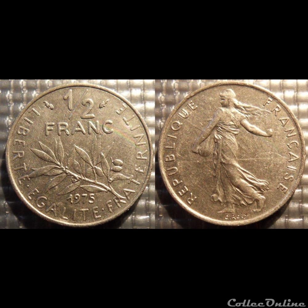 Gl 1/2 franc semeuse 1975 19.5mm 4.5g monnaie france moderne gl 1 2 franc semeuse 1975 19 5mm 4 5g