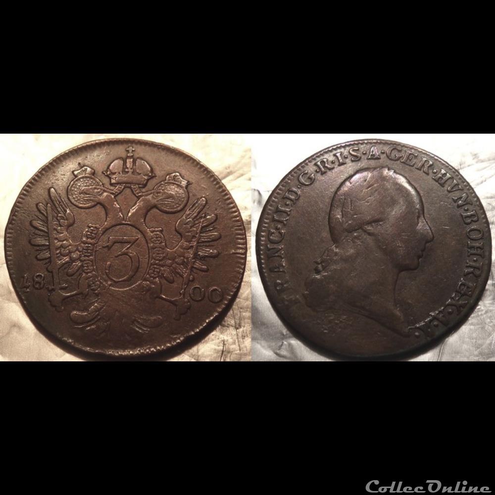 Autriche 3 Kreutzer 1800 monnaie monde autriche 3 kreutzer 1800
