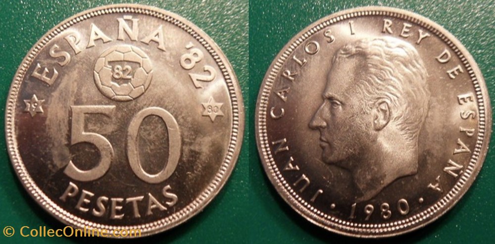 España 82 - 50 Pesetas 1980 Coupe du monde de football de 1982 en Espagne monnaie espana 82 50 pesetas 1980 coupe du monde de football de 1982 en espagne