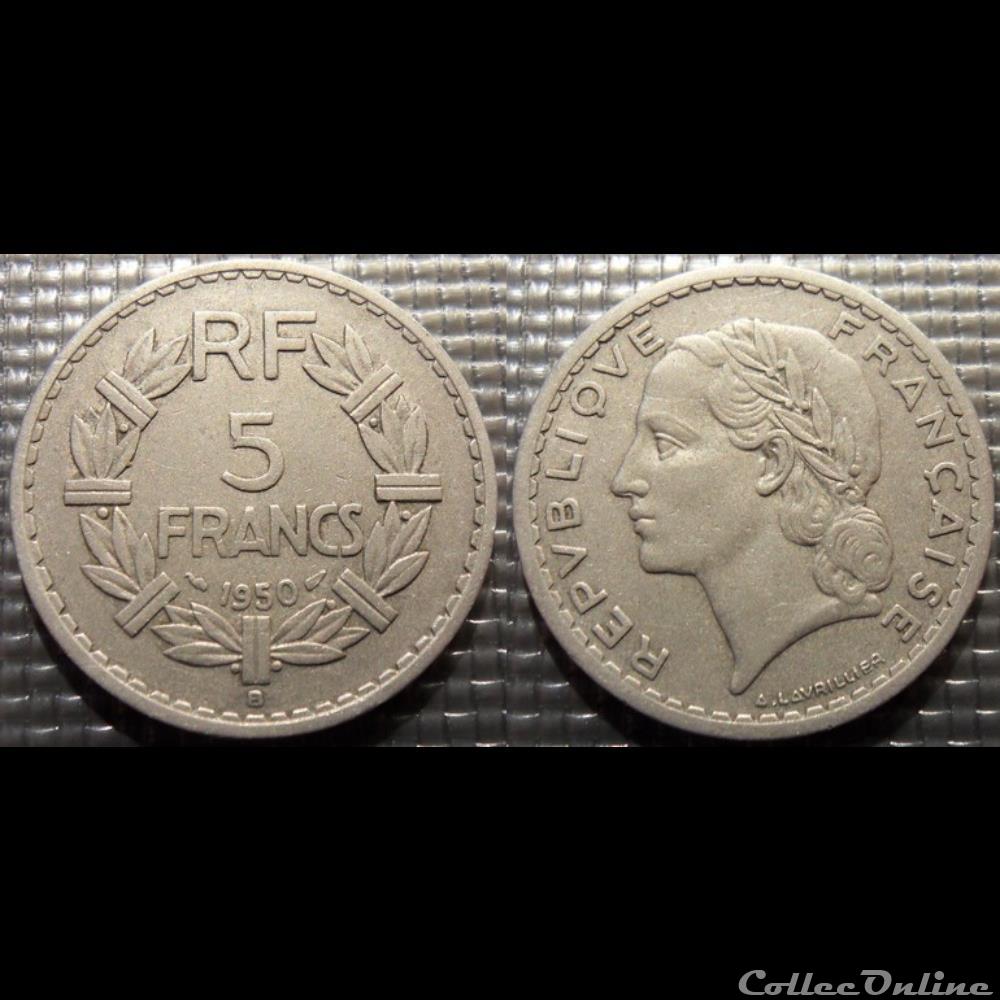 monnaie france moderne ke 5 francs lavrillier 1950 b 31mm 3 5g