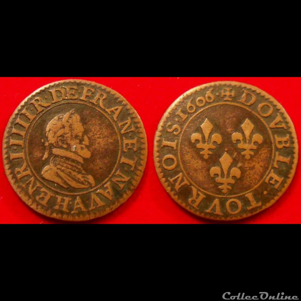 F10 Henri IV double tournois 1606 A Paris monnaie france royale f10 henri iv double tournois 1606 a paris