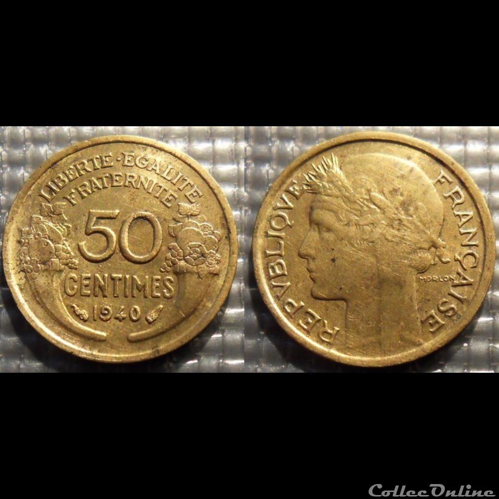 Gc 50 centimes Morlon 1940 18mm 2g monnaie france moderne gc 50 centimes morlon 1940 18mm 2g
